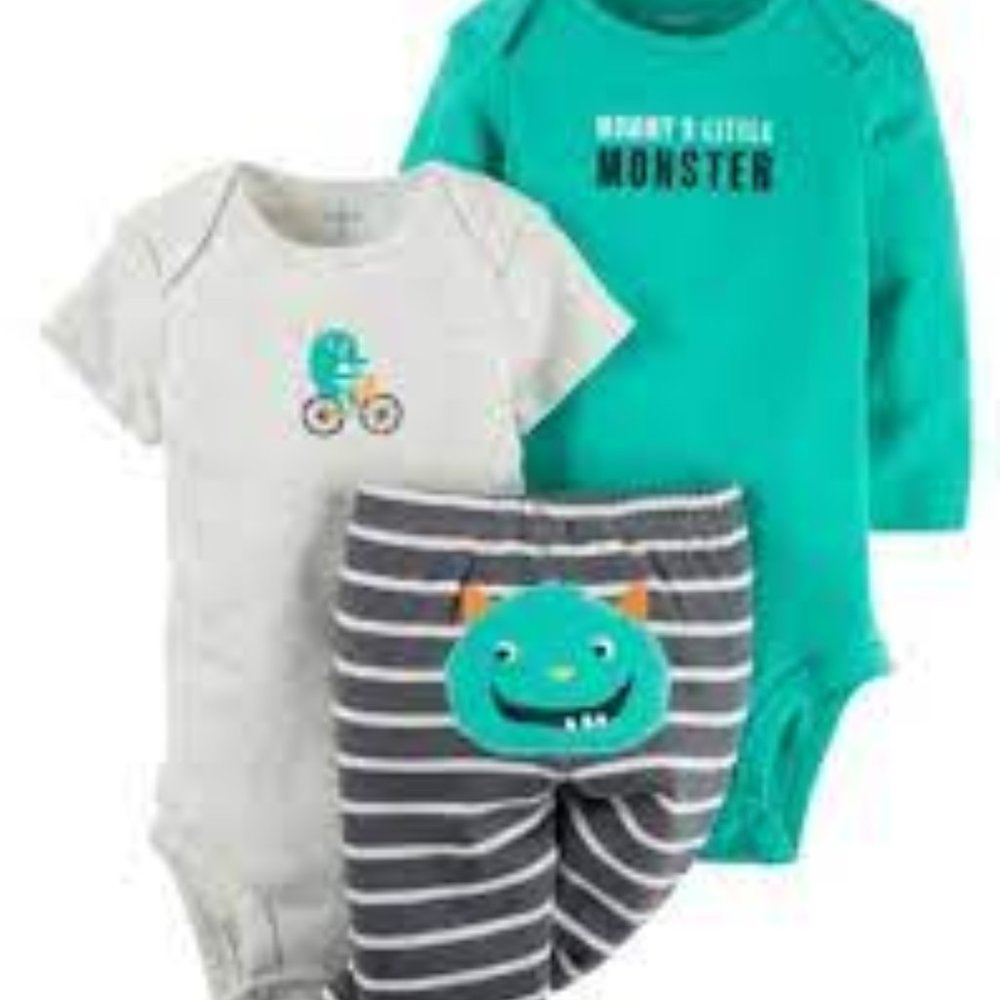 Carter's Baby Boy's 3 Piece Matching Outfit Set "Mommy's Little Monster"  New Wi